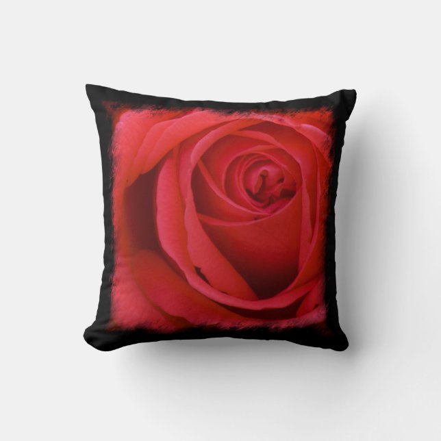 Red Rose Black Border Cushion (Front)