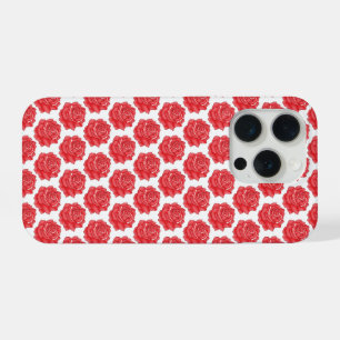 Red Rose Black Floral Pattern iPhone 15 Pro Case
