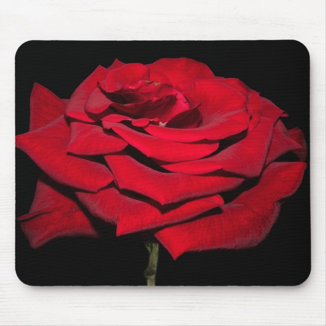 Red Rose - Black Mouse Mat (Front)