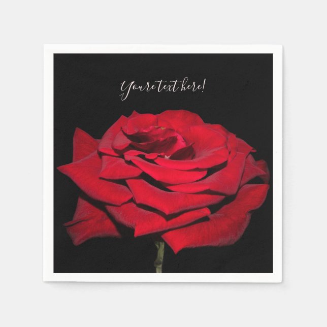 Red Rose - Black Napkin (Front)
