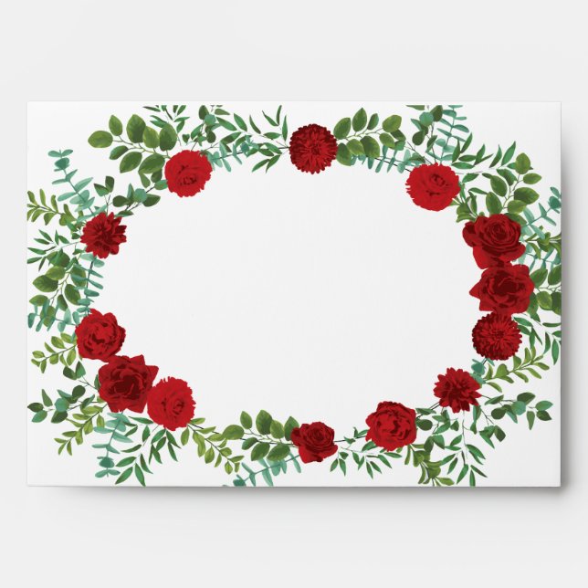 Red Rose Black Wedding Elegant Envelope (Front)