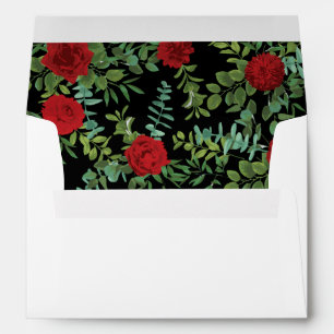 Red Rose Black Wedding Gothic Dark Envelope