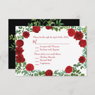 Red Rose Black Wedding Gothic Dark Invitation
