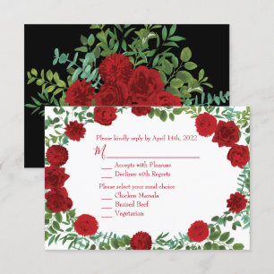 Red Rose Black Wedding Gothic Dark Invitation