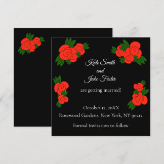 Red Rose Black Wedding Save the Date Invitation