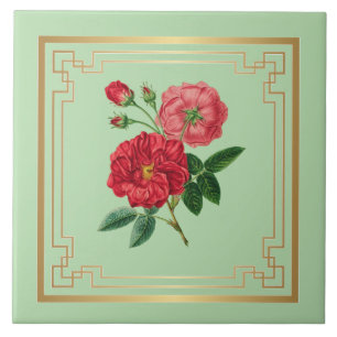 Red Rose Blossoms Tile