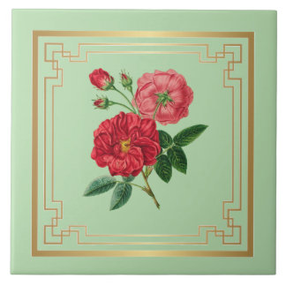 Red Rose Blossoms Tile