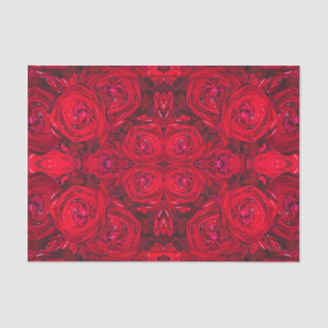 Red rose blossoms with dewdrops - photography tissue paper (Front)