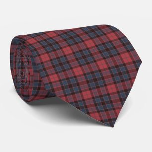 Red Rose Blue Black Plaid Tartan Neck Tie