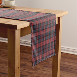 Red Rose Blue Black Plaid Tartan Table Runner