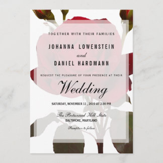 Red Rose Botanical Wedding Modern Invitation