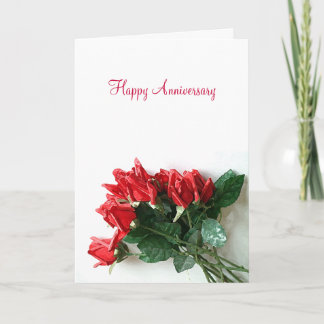 Red Rose Bouquet Anniversary Card - Customisable