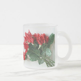 Red Rose Bouquet Frosted Beverage Mugs