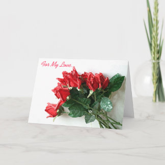 Red Rose Bouquet Love Card - Customisable
