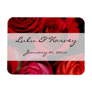 Red Rose Bouquet Personal Wedding Magnet
