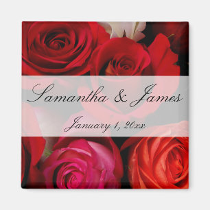Red Rose Bouquet Personal Wedding Magnet