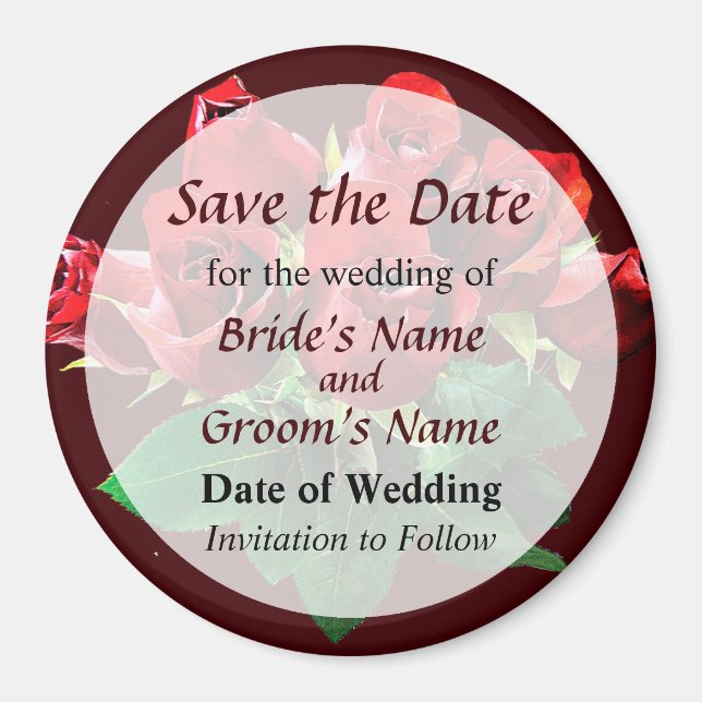 Red Rose Bouquet Save the Date Magnet (Front)