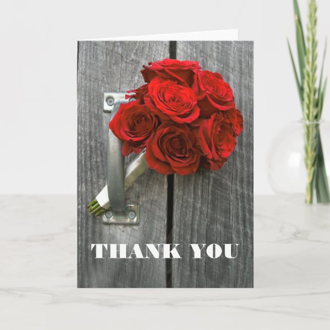 Red Rose Bouquet Thank You Card (Front)