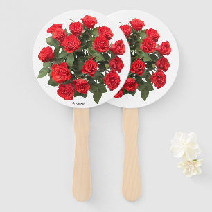 Red Rose Bridal Bouquet Personalised Fans
