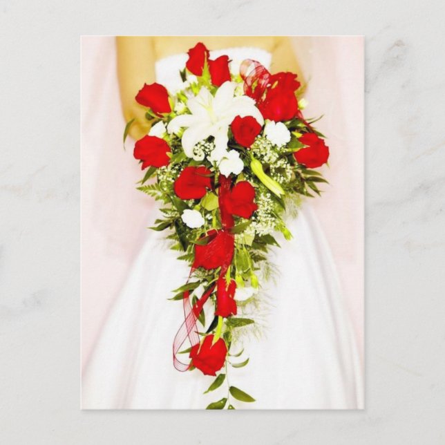 Red Rose Bridal Bouquet Postcard (Front)