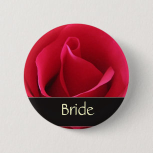Red rose bride button