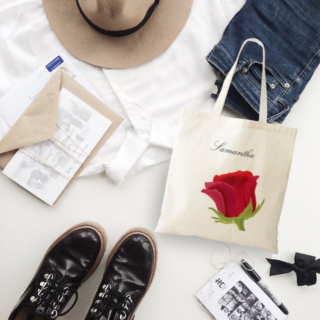 Red rose Bridesmaid Name Tote Bag (Creator Uploaded)