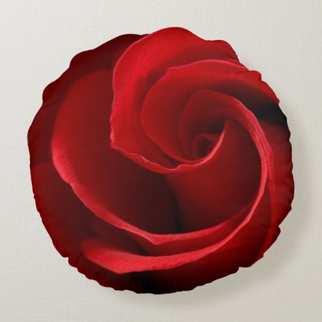 Red Rose Brushed Polyester Round Throw Pillow (Back)