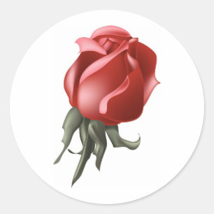 Red Rose Bud Classic Round Sticker