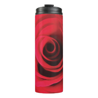 Red rose bud detail floral design thermal tumbler