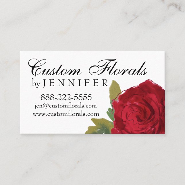 Red Rose Business Card, Florist, Hairdresser Appointment Card (Front)