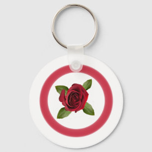 Red Rose Button Keychain