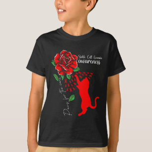 Red Rose Cat Paws For The Cure Sickle Cell Anaemia T-Shirt