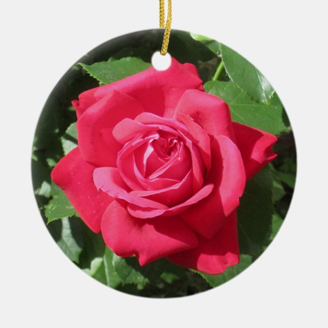Red Rose Ceramic Tree Decoration (Front)