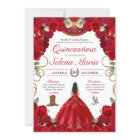 Red Rose Charro Elegant Botanical Flor Quinceanera