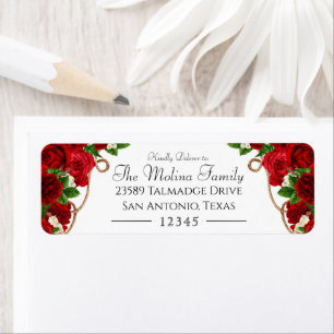 Red Rose Charro Quinceanera Return Address