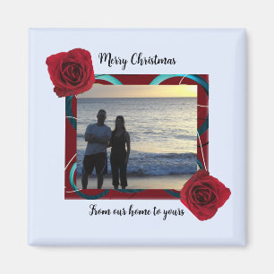 Red Rose Christmas Photo Magnet