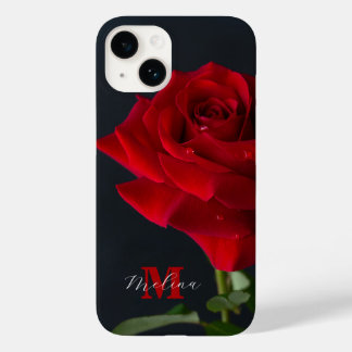 Red Rose Classic Monogram Name Case-Mate iPhone 14 Case