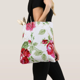 Red rose classic print, bridesmaid thank you tote  bag