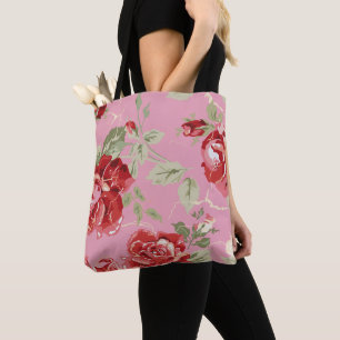 Red rose classic print, bridesmaid thank you tote  bag