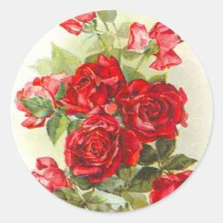 red rose classic round sticker