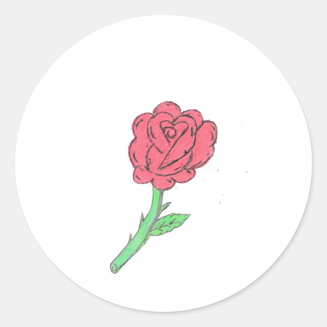 Red Rose  Classic Round Sticker (Front)