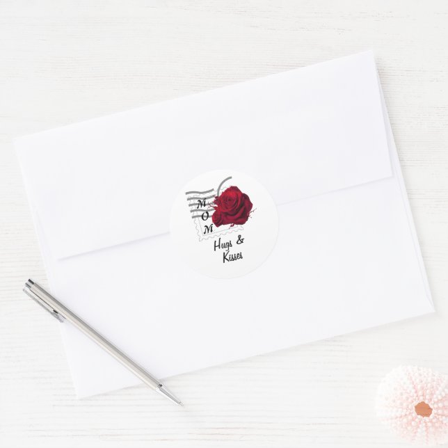 Red Rose  Classic Round Sticker (Envelope)