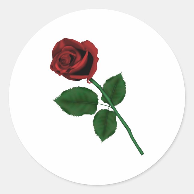 Red Rose Classic Round Sticker (Front)
