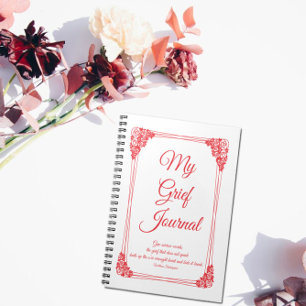 Red Rose Cluster Border Grief Journal