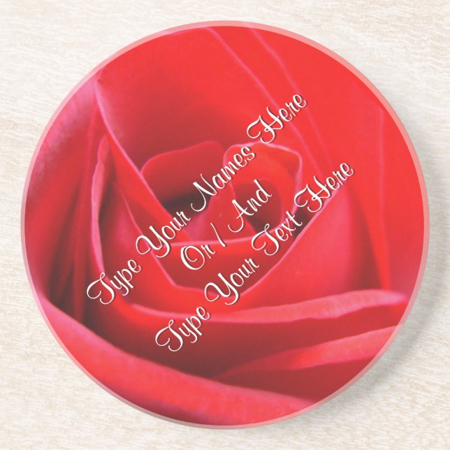 Red Rose Coasters Personalised Rose Decor (Front)