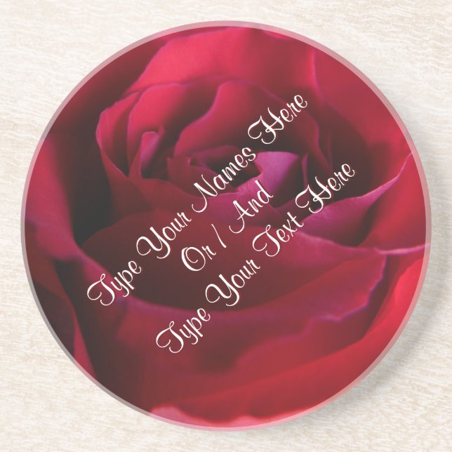 Red Rose Coasters Personalised Rose Decor (Front)