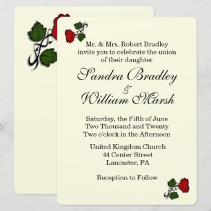 Red Rose Cream Wedding Invitation