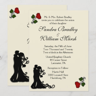 Red Rose Cream Wedding Invitation