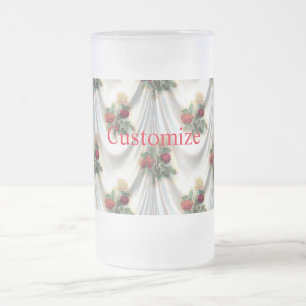 Red rose curtain Thunder_Cove Frosted Glass Beer Mug