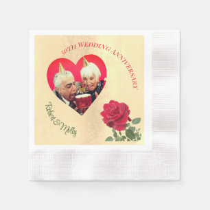 Red Rose custom Anniversary  Napkin